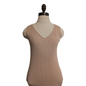 magaschoni sweater dress size L cream brown bodycon viscose blend‎